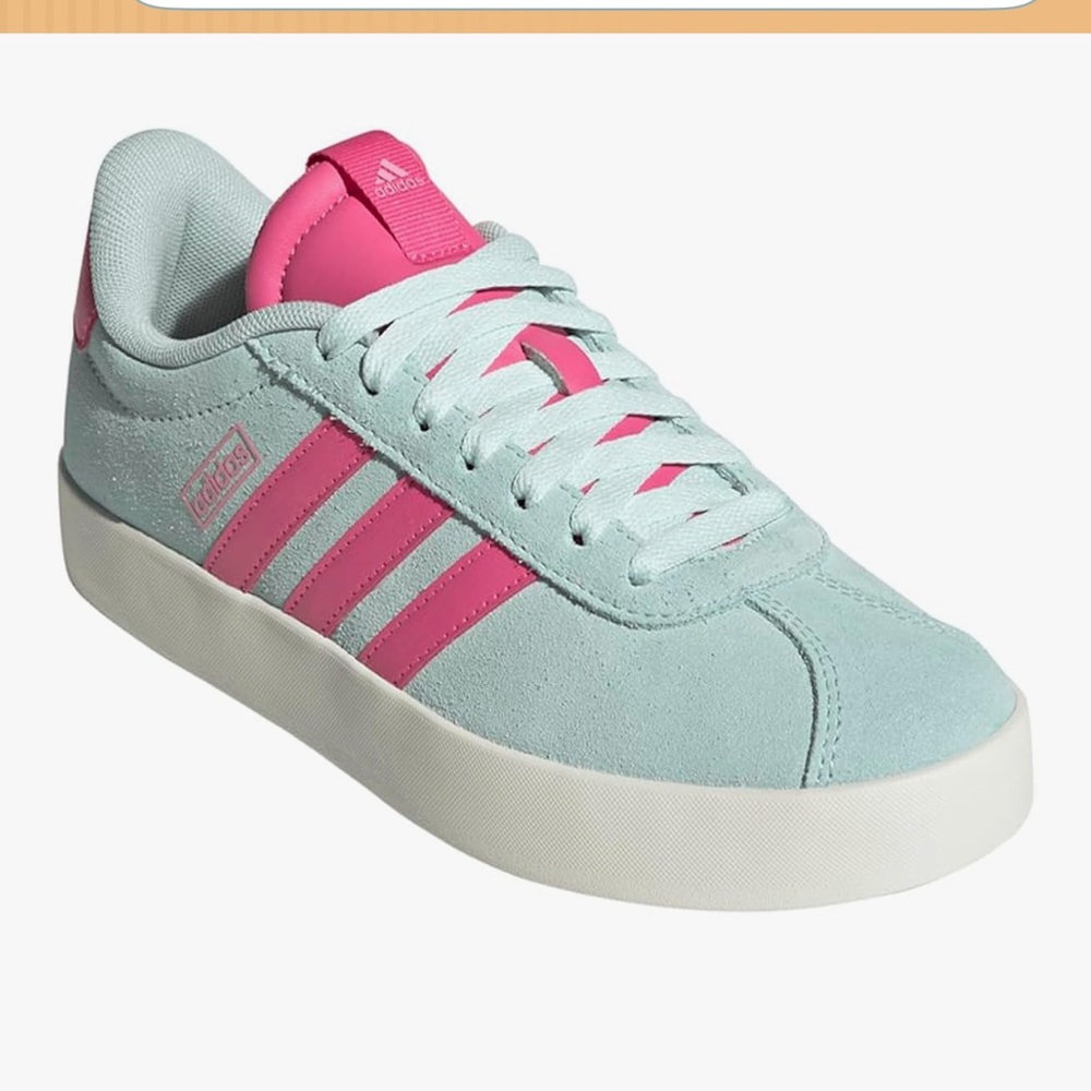 Women’s Adidas VL Court 3.0 Sneaker in Halo Mint and Pink